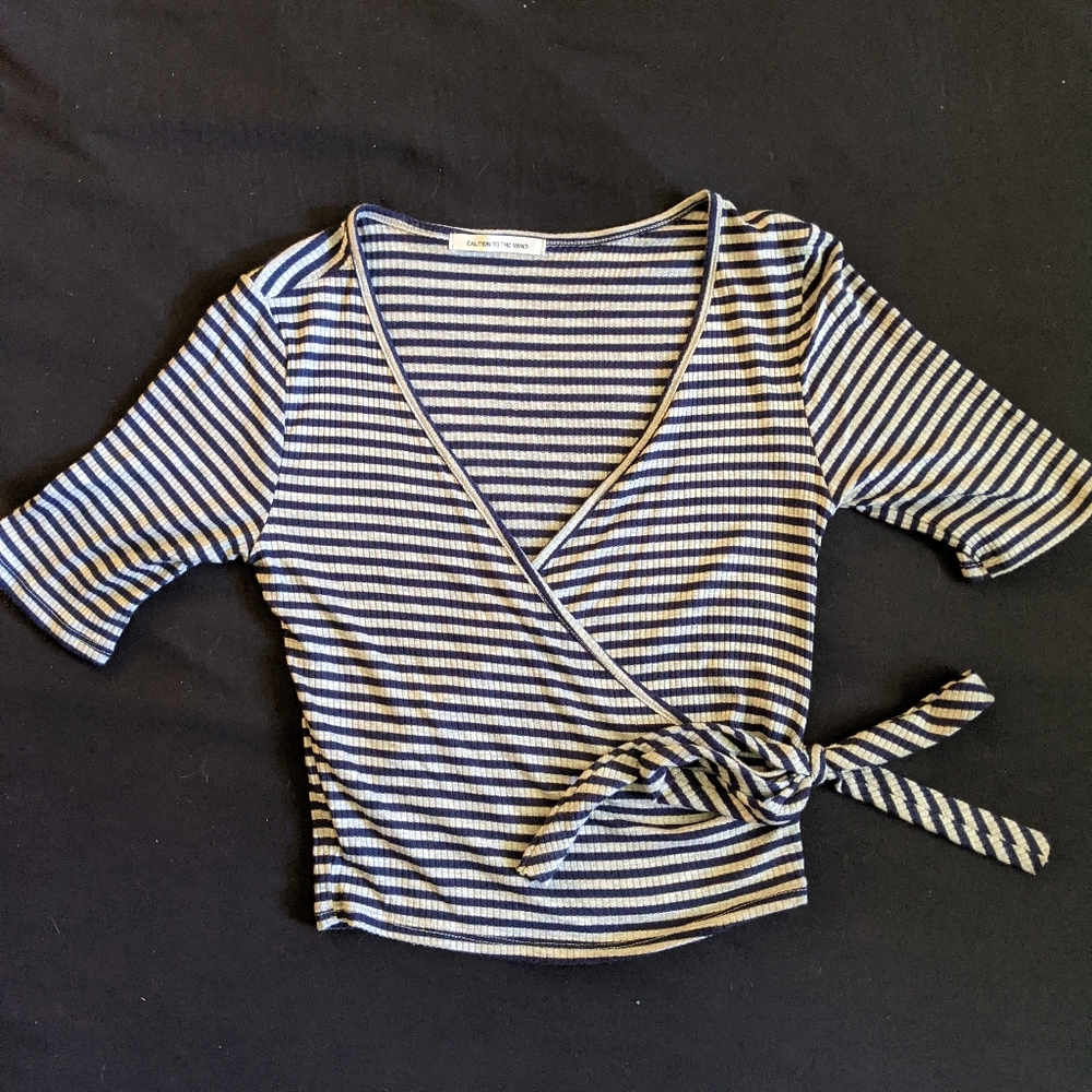 Cropped wrap shirt